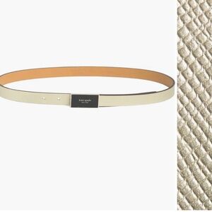 New Kate Spade New York Cream logo plaque belt